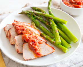 Grilled Pork Tenderloin with Rhubarb Barbecue Sauce
