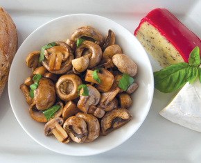 Garlic Poached Mushrooms with Fresh Basil